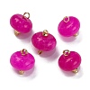 Natural White Jade Dyed Saucer Charms with Rack Plating Golden Tone Brass Bails KK-B103-17B-02-1