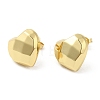 Brass Faceted Heart Stud Earrings for Women EJEW-K248-10G-1