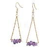 304 Stainless Steel with Natural Amethyst Dangle Earrings EJEW-JE06010-04-1