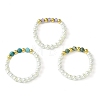3Pcs 3 Style Natural Pearl & Moss Agate & Apatite Beaded Stretch Rings RJEW-TA00099-1