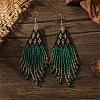 Bohemian Style Geometric Glass Seed Bead Handmade Tassel Dangle Earrings for Women RE9074-6-1