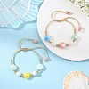 Glazed Porcelain Beads & Natural Cultured Freshwater Pearl Braided Bead Bracelets BJEW-JB14202-01-1