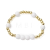 Round 304 Stainless Steel & Natural White Jade Beaded Stretch Bracelets for Women BJEW-JB11053-02-1