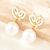 Valentine's Day Brass Clear Cubic Zirconia Dangle Stud Earrings EJEW-Z164-07G-01-1