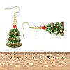 Christmas Brass with Glass Seed Beads Dangle Earrings EJEW-MZ00823-4