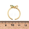 Brass with Green Glass Cuff Rings RJEW-P173-01G-03-5