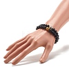 2Pcs 2 Color Natural Lava Rock & Synthetic Black Stone Stretch Bracelets Set with Buddha Head BJEW-JB07707-4