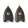 Brass & Natural Dragon Blood & Cubic Zirconia Pendants GG-CBAD360-20G-07-1