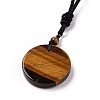 Adjustable Natural Tiger Eye Vortex Pendant Necklace with Nylon Cord for Women NJEW-L171-05C-4