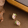 Lemon Brass Cubic Zirconia Stud Earrings FS-WGF100C-01-2