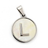 304 Stainless Steel with White Shell Pendants STAS-G268-01L-P-2