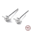 Rhodium Plated 925 Sterling Silver Stud Earring Findings STER-M115-12P-1