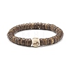 Flat Round Coconut Beads Stretch Bracelets Set BJEW-JB07010-3