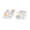 Mother's Day 925 Sterling Silver Heart with Mom and Bagy Pendants STER-N016-104PG-2
