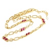 7MM Brass Pave Cubic Zirconia Figaro Chain Necklaces NJEW-D324-05G-04-3
