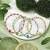 4Pcs 4 Colors 3mm Round Glass Seed Beads Stretch Bracelet Sets BJEW-TA00522-2