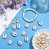 28Pcs 7 Styles Natural Cowrie Shell Copper Wire Wrapped Pendants FIND-SC0015-50-3