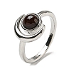 Natural Black Agate Adjustable Rings RJEW-K269-09P-03-2