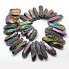 Irregular Strip Electroplated Natural Quartz Crystal Beads Strands G-N0128-59-2