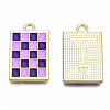 Rack Plating Alloy Checkerboard Pendants PALLOY-S132-256C-RS-3