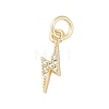 Rack Plating Brass Micro Pave Clear Cubic Zirconia Charms X-KK-Z060-14G-1