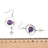 Natural Amethyst & Alloy Pendant Dangle Earrings EJEW-TA00818-04-5