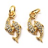 Rack Plating Brass Micro Pave Cubic Zirconia Pendants KK-F856-06G-2