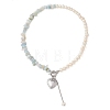 Natural Morganite Chip with Potato Natural Pearl Beaded Necklaces NJEW-JN05894-02-4