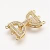 Brass Micro Pave Cubic Zirconia Fold Over Clasps ZIRC-F047-05G-1