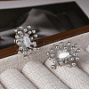 Brass Micro Pave Clear Cubic Zirconia Stud Earrings LS-EJEW-A121-06P-1