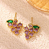 Brass Pave Cubic Zirconia Stud Dangle Earrings CU-CBA2AB4-02G-2