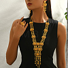 Luxury Vintage Iron Floral Filigree Necklace & Dangle Stud Earrings & Ring Sets for Women LF1388-4