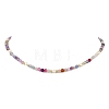 Dyed & Heated Faceted Round Natural Agate and Cultured Freshwater Pearl Beaded Necklaces for Women NJEW-JN06240-02-2