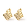 Brass Micro Pave Cubic Zirconia Rhombus Hoop Earrings EJEW-B153-09G-4