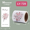 50Pcs Rectangle with Flower Thank You Paper Self-Adhesive Stickers AJEW-S084-01F-1