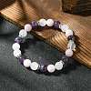 8.5mm Natural Rose Quartz & Quartz Crystal & Amethyst Round Beaded Stretch Bracelets for Women BJEW-JB10737-2