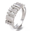 Adjustable Brass Micro Pave Clear Cubic Zirconia Cuff Rings ZIRC-I049-38-2