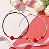 2Pcs 2 Colors Glass Seed Beaded Necklace Sets NJEW-MZ00053-2