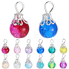 120Pcs 12 Colors Round Crackle Glass Pendants PALLOY-BM00015-7