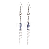 Round 304 Stainless Steel Natural Sodalite Dangle Earrings EJEW-JE06783-02-3