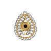 304 Stainless Steel & Natural Black Agate Pendants STAS-OY013-43G-1