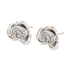 Rose Flower Brass Micro Pave Cubic Zirconia Stud Earrings EJEW-G452-08P-02-4