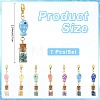 7Pcs Handmade Porcelain & Glass Bootle Pendant Decorations HJEW-FS00111-3