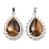 Natural Tiger Eye & Rhinestone Pendants G-K338-31P-09-1