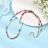 Natural Agate(Dyed & Heated) Faceted Round & White Round Shell Pearl Beaded Necklaces NJEW-JN06548-1