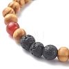 Natural Wood Beads Stretch Bracelets BJEW-JB06595-4