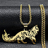 304 Stainless Steel Cat Shape Pendant Box Chain Necklaces FS-WG421D8-01-1