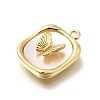 Brass Pave Natural White Shell Pendants KK-U061-07G-2