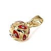 Brass with Red Enamel Charms KK-CBAA632-39G-2