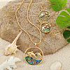 Alloy & Natural Abalone/Paua Shell Pendant Necklaces & Dangle Earrings Sets WGD5CF5-09-1